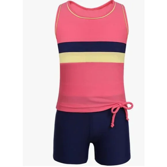 Pretty in Pink & Navy: The Perfect Tankini for Girls Size 14 iEFiEL - Picture 6 of 11